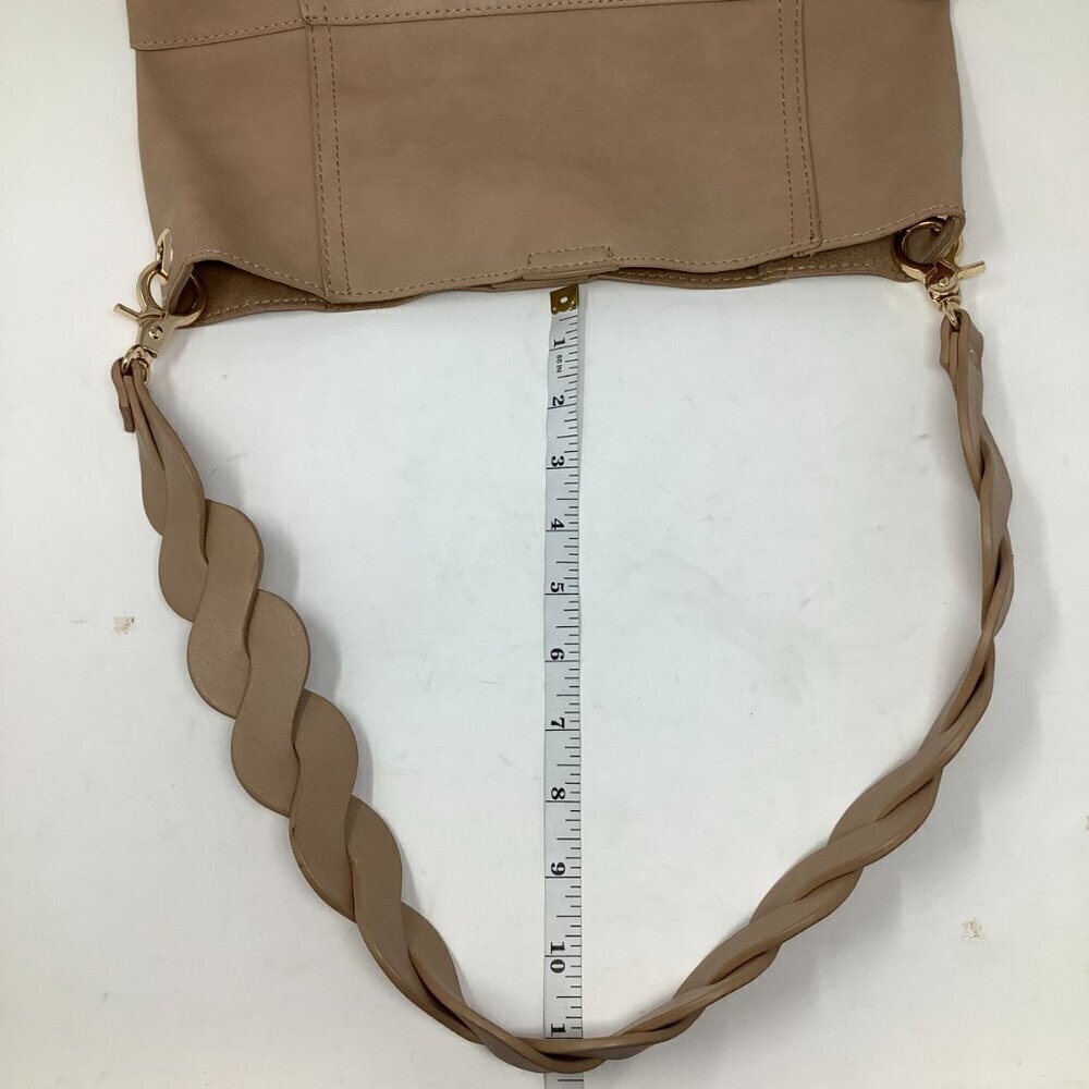 Antik Kraft faux leather tote bag woven strap neutral beige vegan hobo - Picture 7 of 8